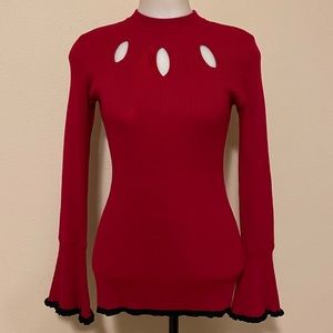 Mock neck - trumpet - long sleeved knit lightweight sweater EUC Only worn once